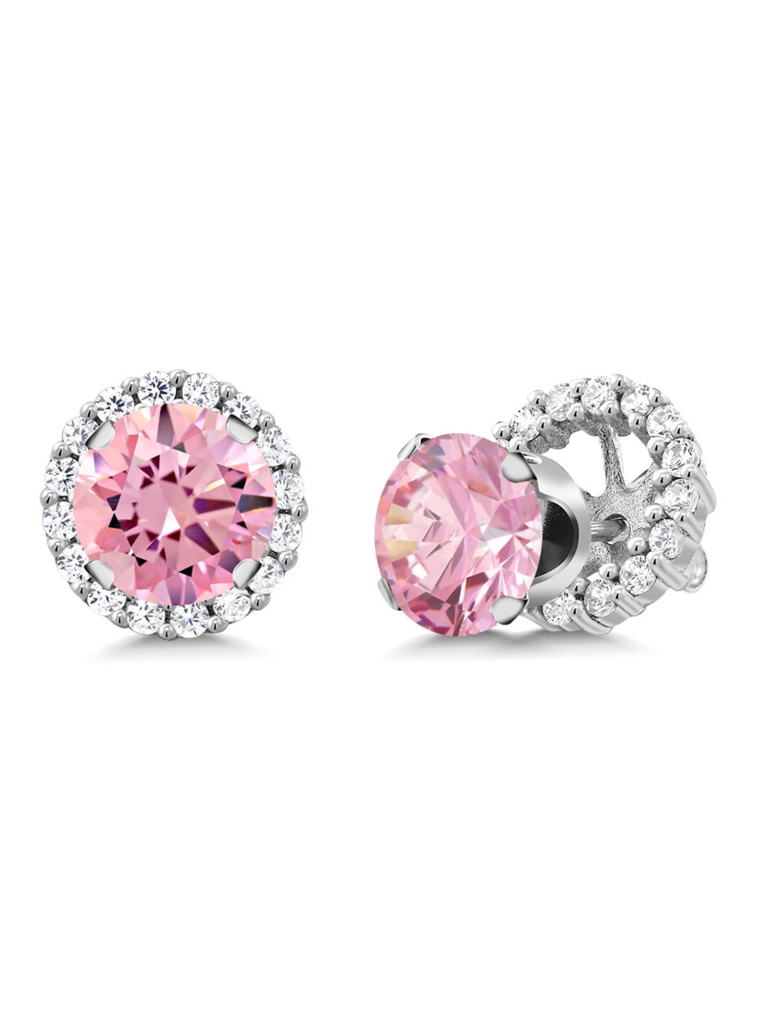 Details about / Heart Cut Light Pink Tourmaline .925 Silver Stud Earrings October Birthstone